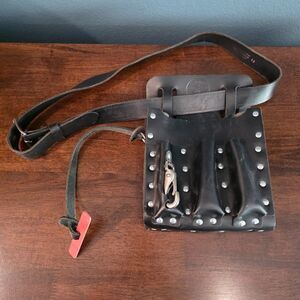 Klein Tools Leather Tool Pouch 5127 Heavy-Duty Leather Tool Belt Work Belt Black